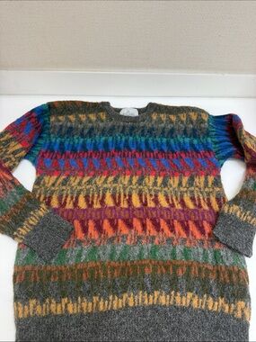 100% AlpacaMulticolor Patterned Knit Sweater